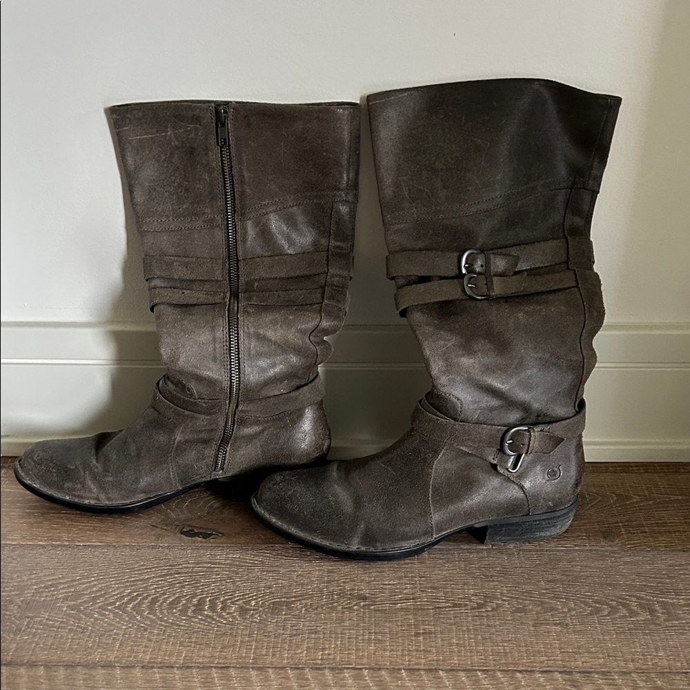 Born Dark Brown/Gray Odem Heeled Boots - Picture 2 of 6